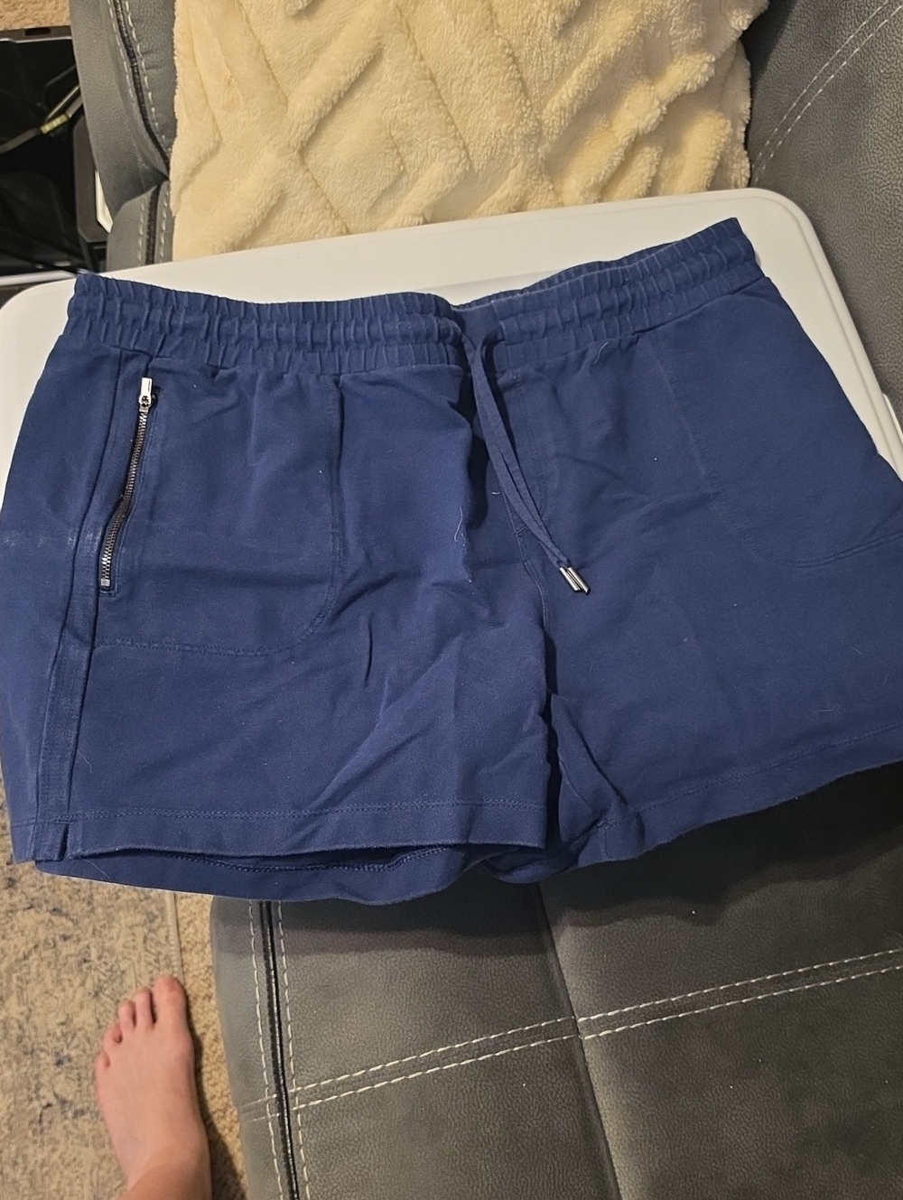 Athletic Works Navy Elastic Waist Drawstring Shorts